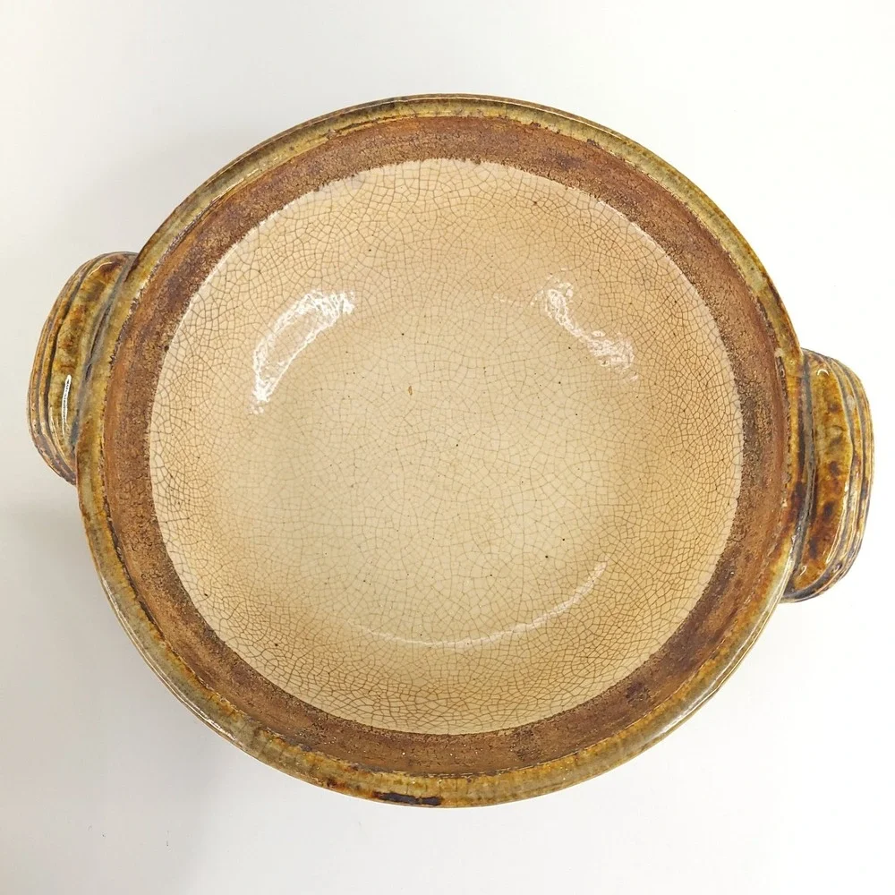 Signed Vintage Ceramic Clay Steam Pot Japanese Donabe Handcrafted Base & Lid